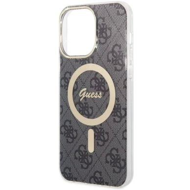 Originalus Guess dėklas 4G MagSafe case for iPhone 14 Pro Max - Juodas 4