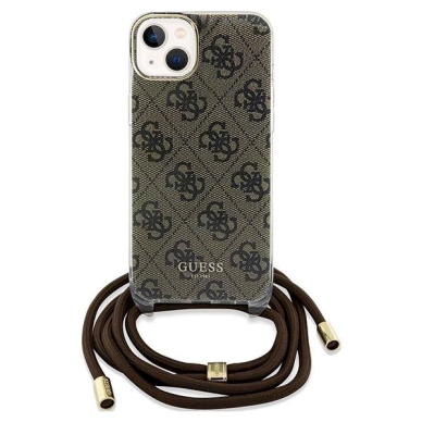 Originalus Guess dėklas Crossbody Cord 4G Print case for iPhone 15 / 14 / 13 - Rudas 1