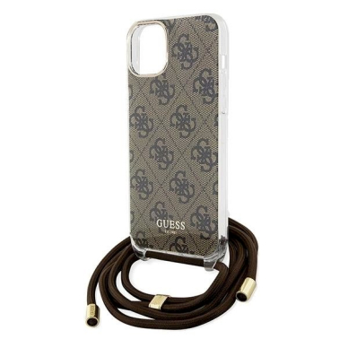 Originalus Guess dėklas Crossbody Cord 4G Print case for iPhone 15 / 14 / 13 - Rudas 4