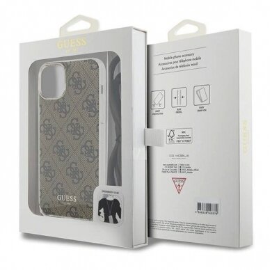 Originalus Guess dėklas Crossbody Cord 4G Print case for iPhone 15 / 14 / 13 - Rudas 6