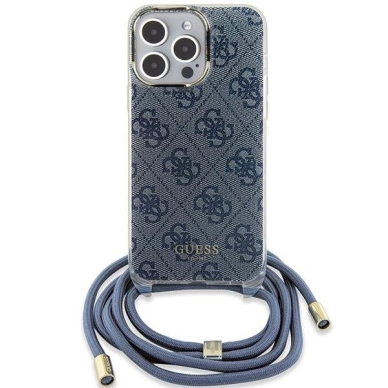 Originalus Guess dėklas Crossbody Cord 4G Print case for iPhone 15 Pro Max - Mėlynas 1