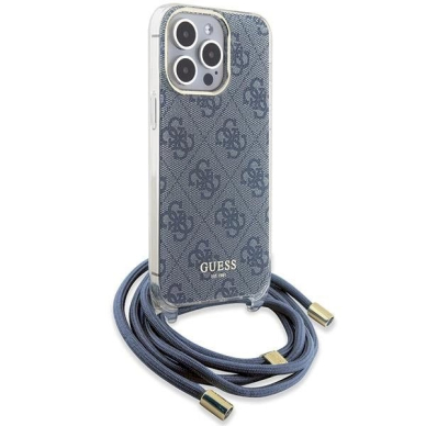 Originalus Guess dėklas Crossbody Cord 4G Print case for iPhone 15 Pro Max - Mėlynas 2