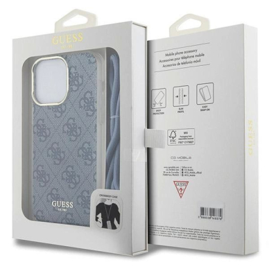 Originalus Guess dėklas Crossbody Cord 4G Print case for iPhone 15 Pro Max - Mėlynas 6