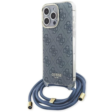 Originalus Guess dėklas Crossbody Cord 4G Print case for iPhone 15 Pro Max - Mėlynas