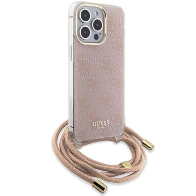 Originalus Guess dėklas Crossbody Cord 4G Print case for iPhone 15 Pro Max - Rožinis 2