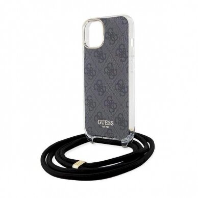Originalus Guess dėklas Crossbody Cord 4G Print Case for iPhone 15/14/13 - Juodas 4
