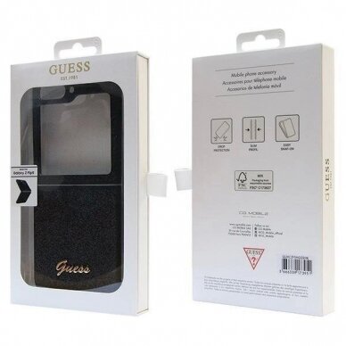 Originalus Guess dėklas Glitter Script case for Samsung Galaxy Z Flip 5 - Juodas 7