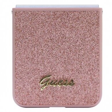 Originalus Guess dėklas Glitter Script case for Samsung Galaxy Z Flip 5 - Rožinis 4