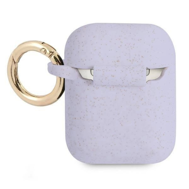 Originalus Guess dėklas GUA2SGGEU AirPods cover Violetinis/Violetinis Silicone Glitter 1