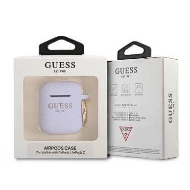 Originalus Guess dėklas GUA2SGGEU AirPods cover Violetinis/Violetinis Silicone Glitter 2