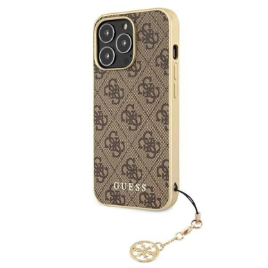 Originalus Guess dėklas GUHCP13LGF4GBR iPhone 13 Pro / 13 6.1 &quot;Rudas / Rudas hardcase 4G Charms Collection 1