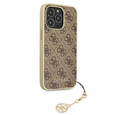 Originalus Guess dėklas GUHCP13LGF4GBR iPhone 13 Pro / 13 6.1 &quot;Rudas / Rudas hardcase 4G Charms Collection 3