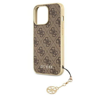 Originalus Guess dėklas GUHCP13LGF4GBR iPhone 13 Pro / 13 6.1 &quot;Rudas / Rudas hardcase 4G Charms Collection 5