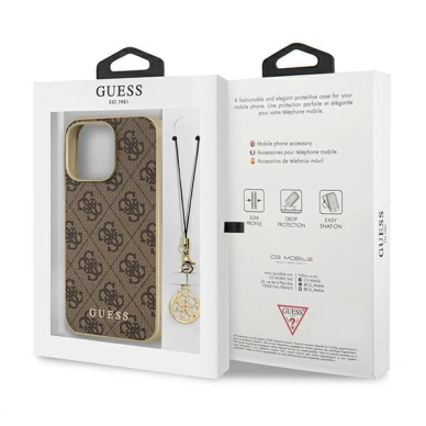 Originalus Guess dėklas GUHCP13LGF4GBR iPhone 13 Pro / 13 6.1 &quot;Rudas / Rudas hardcase 4G Charms Collection 7