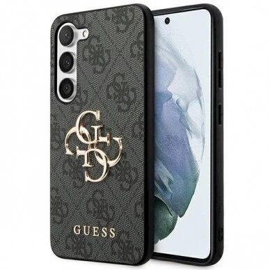 Originalus Guess dėklas GUHCS23FE4GMGGR S23 FE S711 Pilkas/Pilkas hardcase 4G Big Metal Logo