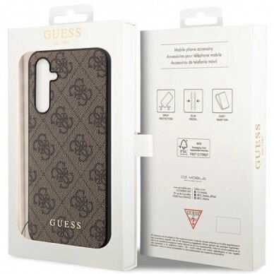 Originalus Guess dėklas GUHCS23FEGF4GBR S23 FE S711 Rudas/Rudas hardcase 4G Charms Collection 7