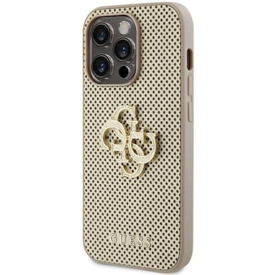 Originalus Guess dėklas Perforated 4G Glitter case for iPhone 15 Pro Max - Auksinis 1