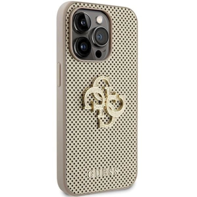 Originalus Guess dėklas Perforated 4G Glitter case for iPhone 15 Pro Max - Auksinis 3