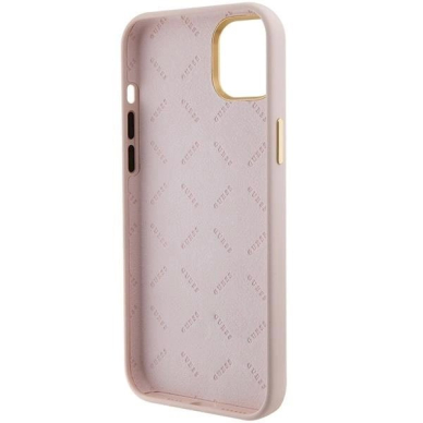 Originalus Guess dėklas Silicone Logo Strass 4G case for iPhone 15 - light Rožinis 5