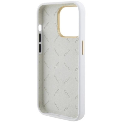 Originalus Guess dėklas Silicone Logo Strass 4G case for iPhone 15 Pro Max - Baltas 6