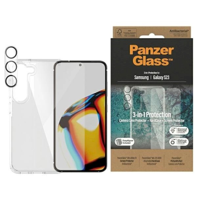 PanzerGlass Bundle 3in1 Skaidrus Dėklas + plėvelė + Camera Protector Samsung Galaxy S23