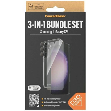 PanzerGlass Bundle 3in1 Permatomas Dėklas + Plėvelė + Kameros apsauga Samsung Galaxy S24 3