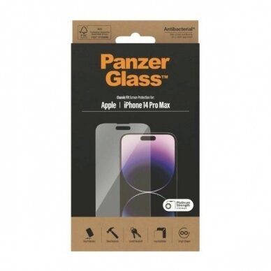 Panzer glass Classic Fit antibacterial  apsauginis stiklas iPhone 14 Pro Max 5