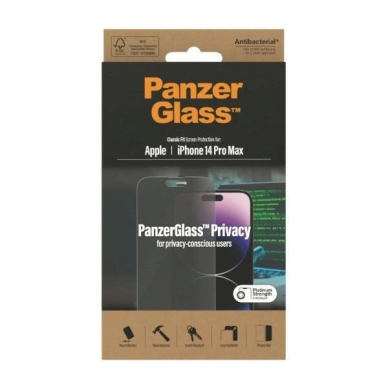 Panzer glass Classic Fit antibacterial privacy  apsauginis stiklas iPhone 14 Pro Max 7