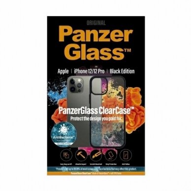 PanzerGlass antibacterial dėklas iPhone 12 / 12 Pro - Permatomas Juodas 2