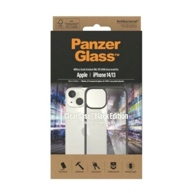 PanzerGlass antibacterial dėklas iPhone 14 / 15 / 13 - Permatomas Juodas 2