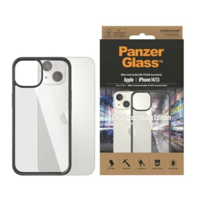 PanzerGlass antibacterial dėklas iPhone 14 / 15 / 13 - Permatomas Juodas