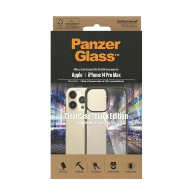 PanzerGlass antibacterial dėklas iPhone 14 Pro Max - Permatomas Juodas 2