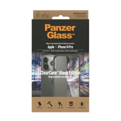 PanzerGlass antibacterial dėklas iPhone 14 Pro - Permatomas Juodas 2