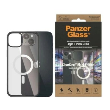 PanzerGlass DėklasMagSafe antibacterial iPhone 14 Plus / 15 Plus - Permatomas Juodas