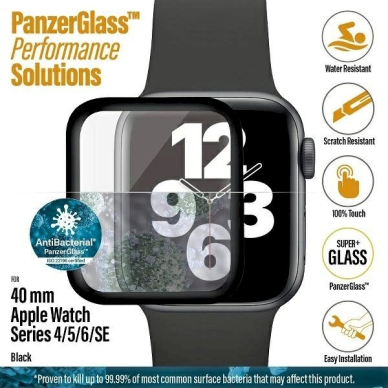 PanzerGlass Curved Antibacterial Apsauginis stiklas Apple Watch 4/5/6/SE - 40mm - Juodas 2