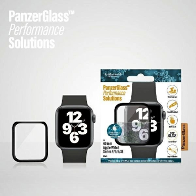 PanzerGlass Curved Antibacterial Apsauginis stiklas Apple Watch 4/5/6/SE - 40mm - Juodas