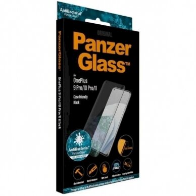 PanzerGlass E2E Microfracture antibacterial Apsauginis stiklas OnePlus 9 Pro / 10 Pro / 11 -Juodas  6