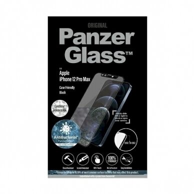 PanzerGlass E2E Microfracture Antibacterial Kameros apsauga Swarovsky Crystal iPhone 12 Pro Max -Juodas  2