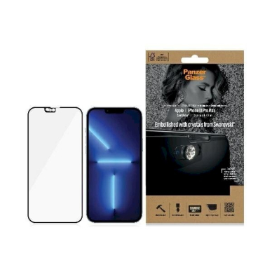 PanzerGlass E2E Microfracture Antibacterial Kameros apsauga Swarovsky Crystal iPhone 13 Pro Max -Juodas