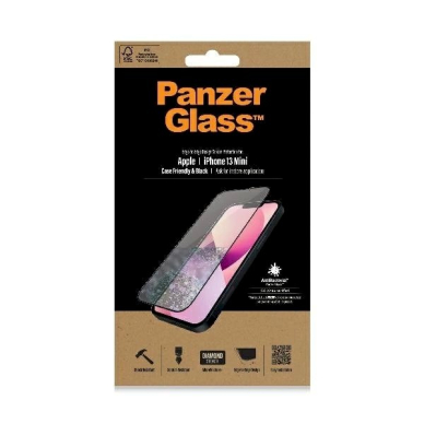 PanzerGlass E2E Microfracture antibacterial privacy apsauginis stiklas iPhone 13 mini - Juodas frame 1