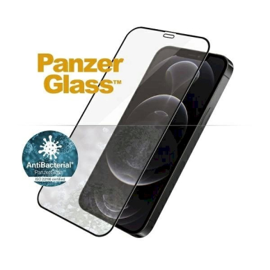 PanzerGlass E2E Super+ Microfracture antibacterial Apsauginis stiklas  iPhone 12 / 12 Pro -Juodas  1