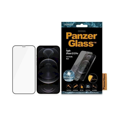 PanzerGlass E2E Super+ Microfracture antibacterial Apsauginis stiklas  iPhone 12 / 12 Pro -Juodas