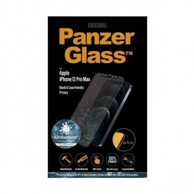 PanzerGlass E2E Super+ Microfracture antibacterial Apsauginis stiklas  iPhone 12 Pro Max -Juodas  2