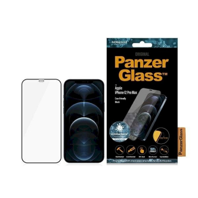 PanzerGlass E2E Super+ Microfracture antibacterial Apsauginis stiklas  iPhone 12 Pro Max -Juodas