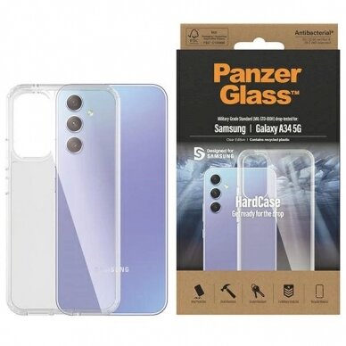 PanzerGlass HardCase antibacterial Military Grade certified Apsauginis dėklas Samsung Galaxy A34 5G - Permatomas