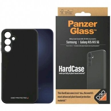 PanzerGlass Apsauginis dėklas D3O® Bio Military Grade Certification Samsung Galaxy A15 / A15 5G - Permatomas Juodas