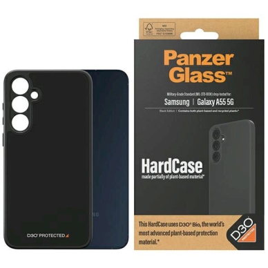 PanzerGlass Apsauginis dėklas D3O® Bio Military Grade Certification Samsung Galaxy A55 5G - Permatomas Juodas