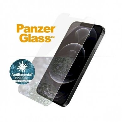 PanzerGlass Pro Standard Super+ antibacterial apsauginis stiklas iPhone 12 / 12 Pro 1