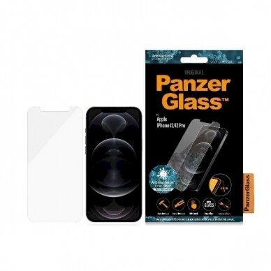 PanzerGlass Pro Standard Super+ antibacterial apsauginis stiklas iPhone 12 / 12 Pro