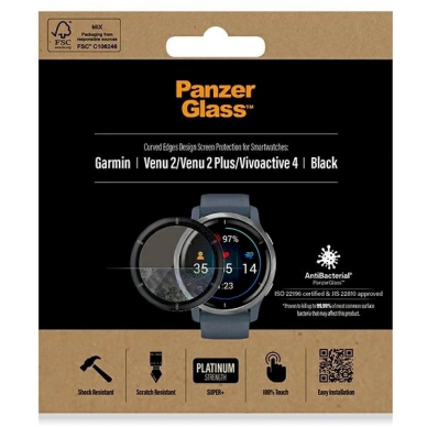 PanzerGlass SmartWatch Ekrano apsauga Garmin Venu 2 / Venu 2 Plus / Vivoactive 4 smartwatches -Juodas  4